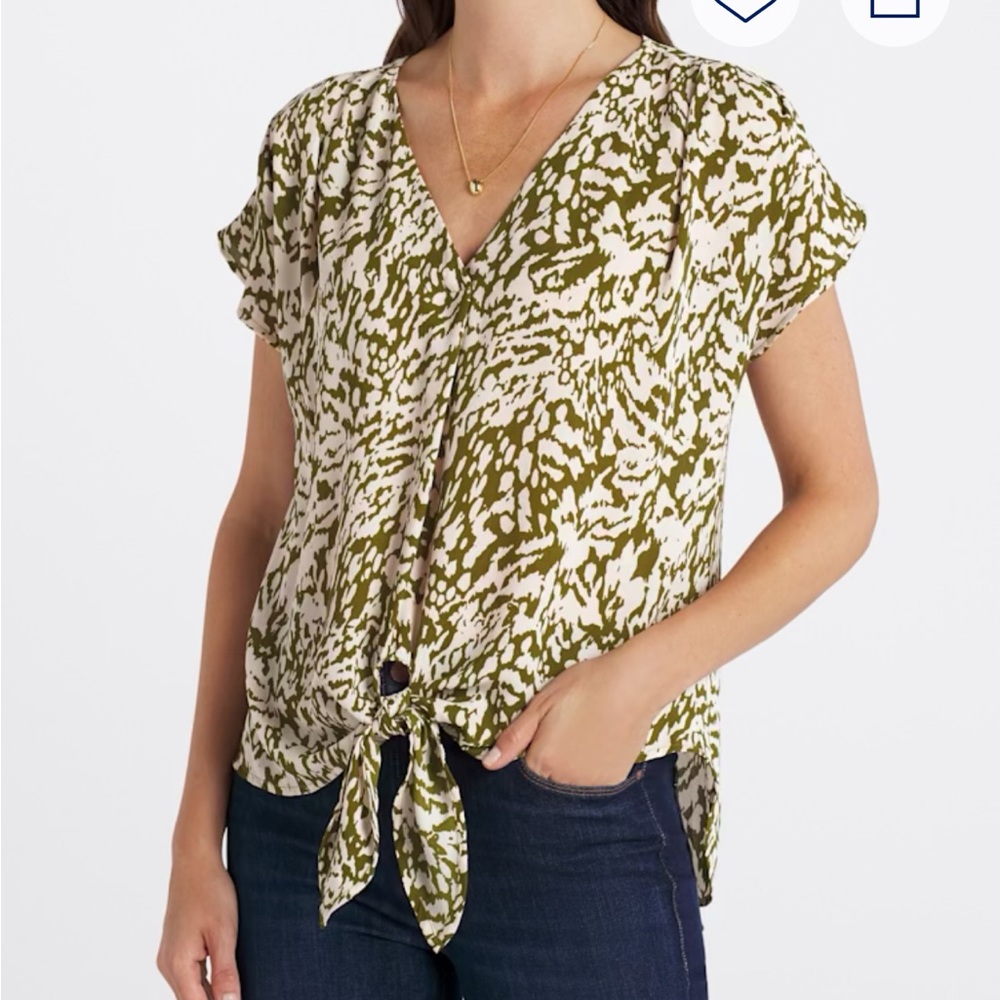 Beacon Olive and Cream Patterned Blouse